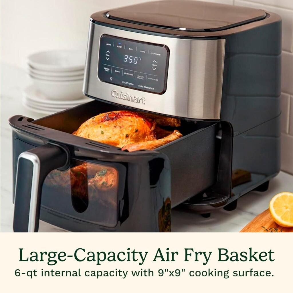 Cuisinart Airfryer, 6-Qt Basket Air Fryer Oven that Roasts, Bakes, Broils  Air Frys Quick  Easy Meals - Digital Display with 5 Presets, Non Stick  Dishwasher Safe, AIR-200